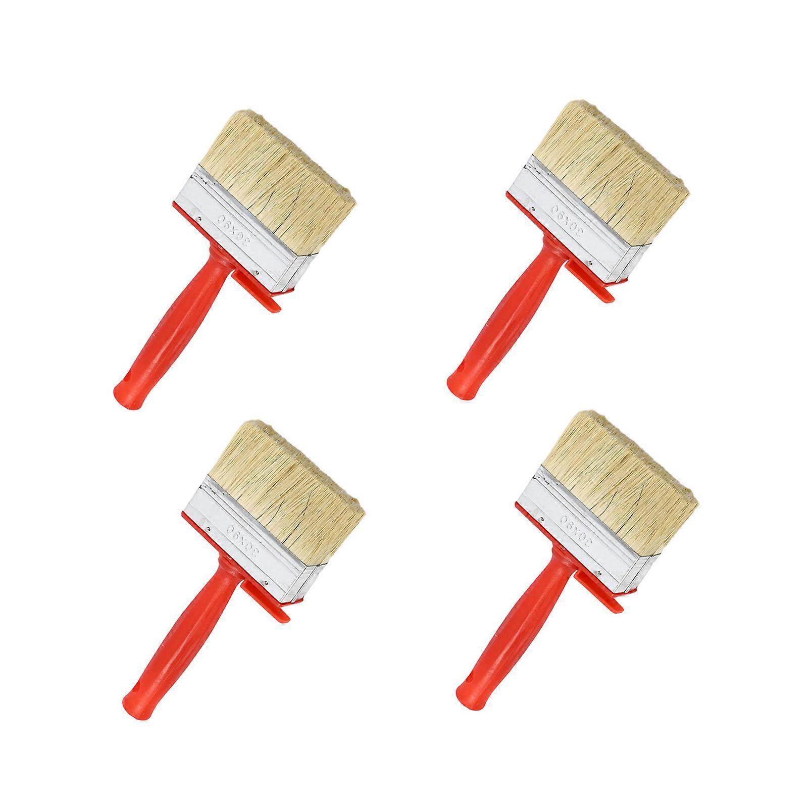 Multipurpose Coating Brushes Set of 4 Natural Bristle Paint Applicators Suitable for Wall Decks Furniture Daily Use Multicolor