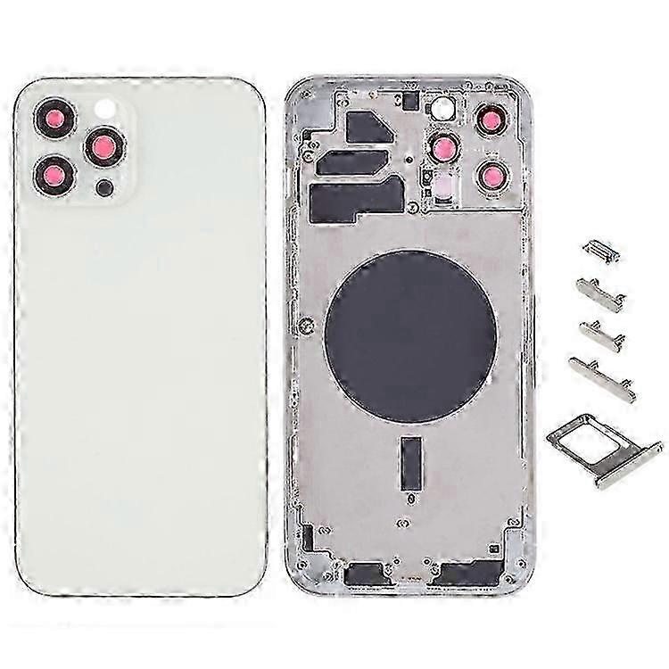 Compatible For iPhone 12 Pro Max Back Battery Housing Cover+Middle Plate Frame+Side Buttons Replacement, EU Version (with CE Logo)