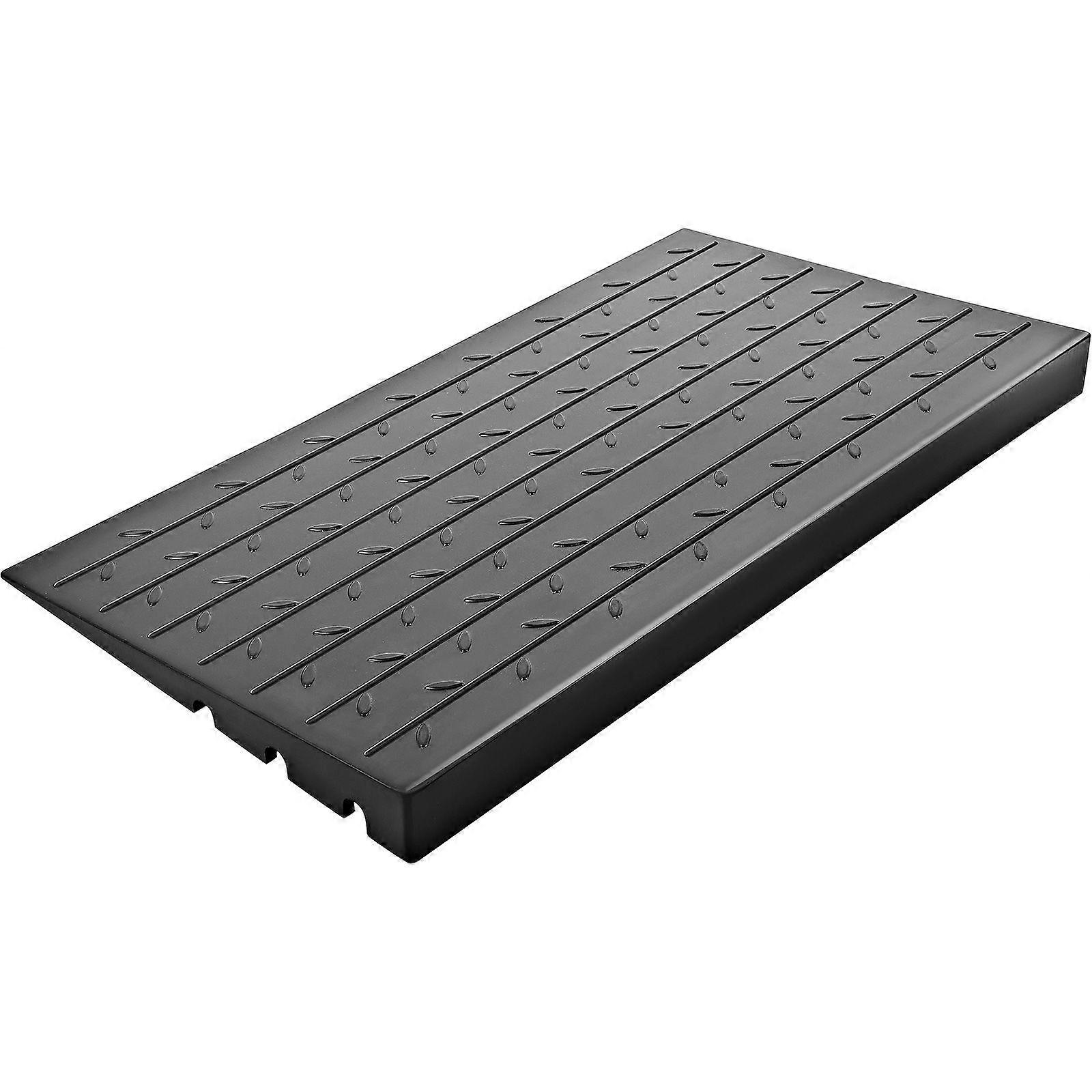 Rubber Threshold Ramp, 4\" Rise Threshold Ramp Doorway, 3 Channels Cord , Rated 2200 Lbs Load Capacity for Wheelchair and Scooter