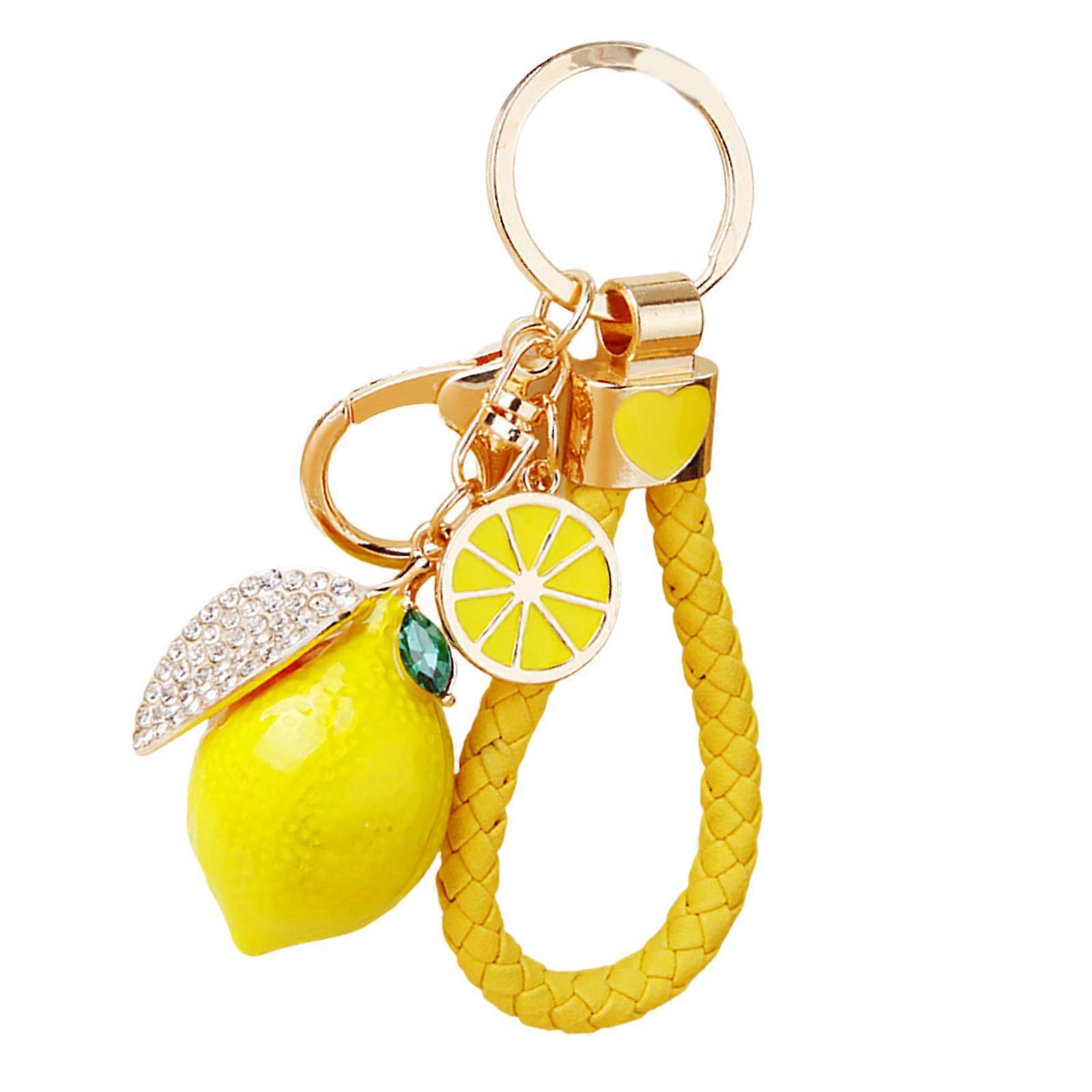 Lemon Shaped Metal Keychain With 4 Colorful Ropes Sturdy And Lightweight Keychain Decors For Keys Or Bag Accessories Multicolor
