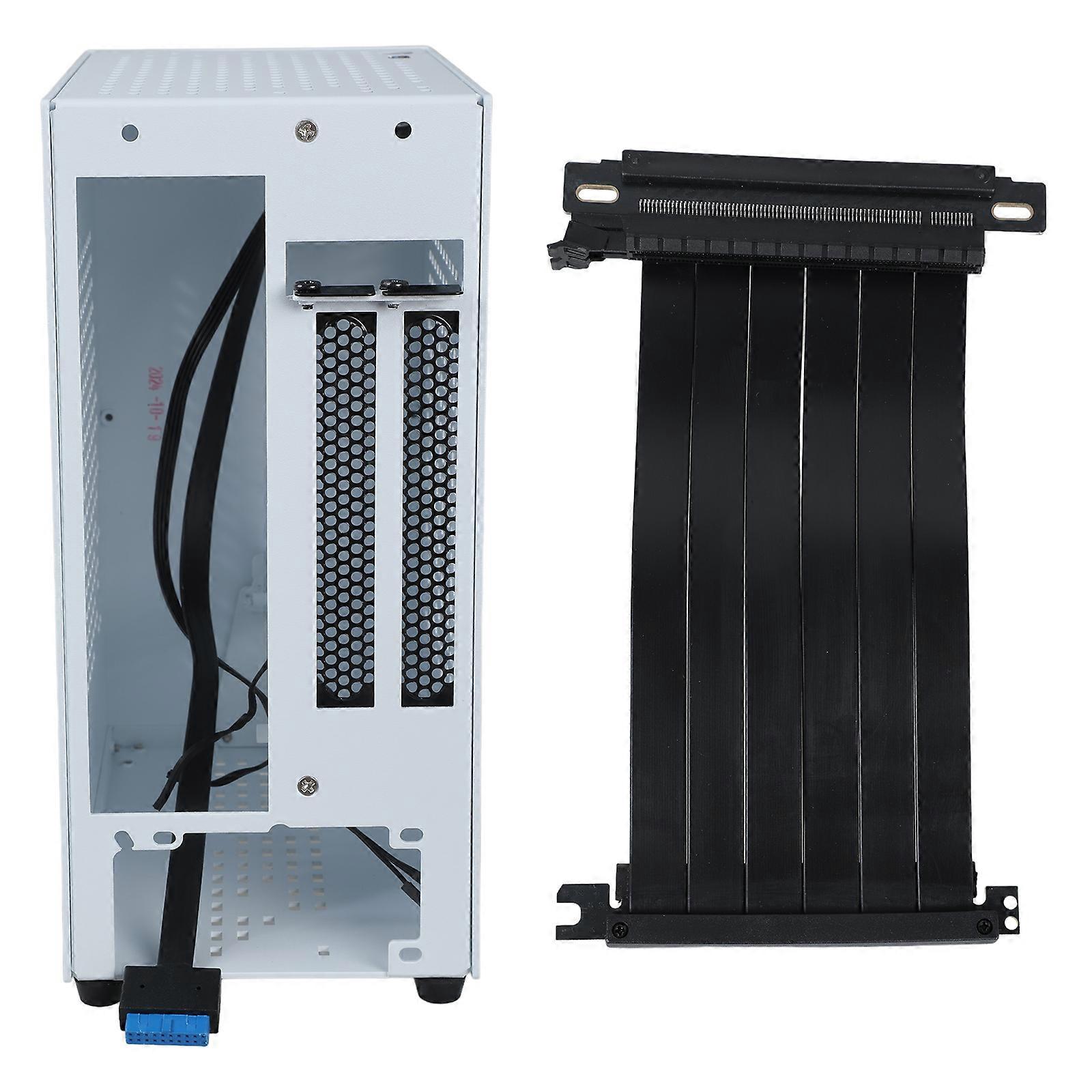 Aluminiumchassi för Mini ITX-moderkort USB3.0 Stöder RTX2070 Grafikkort 1U Strömförsörjning PCIE3.0 Kabel Vit