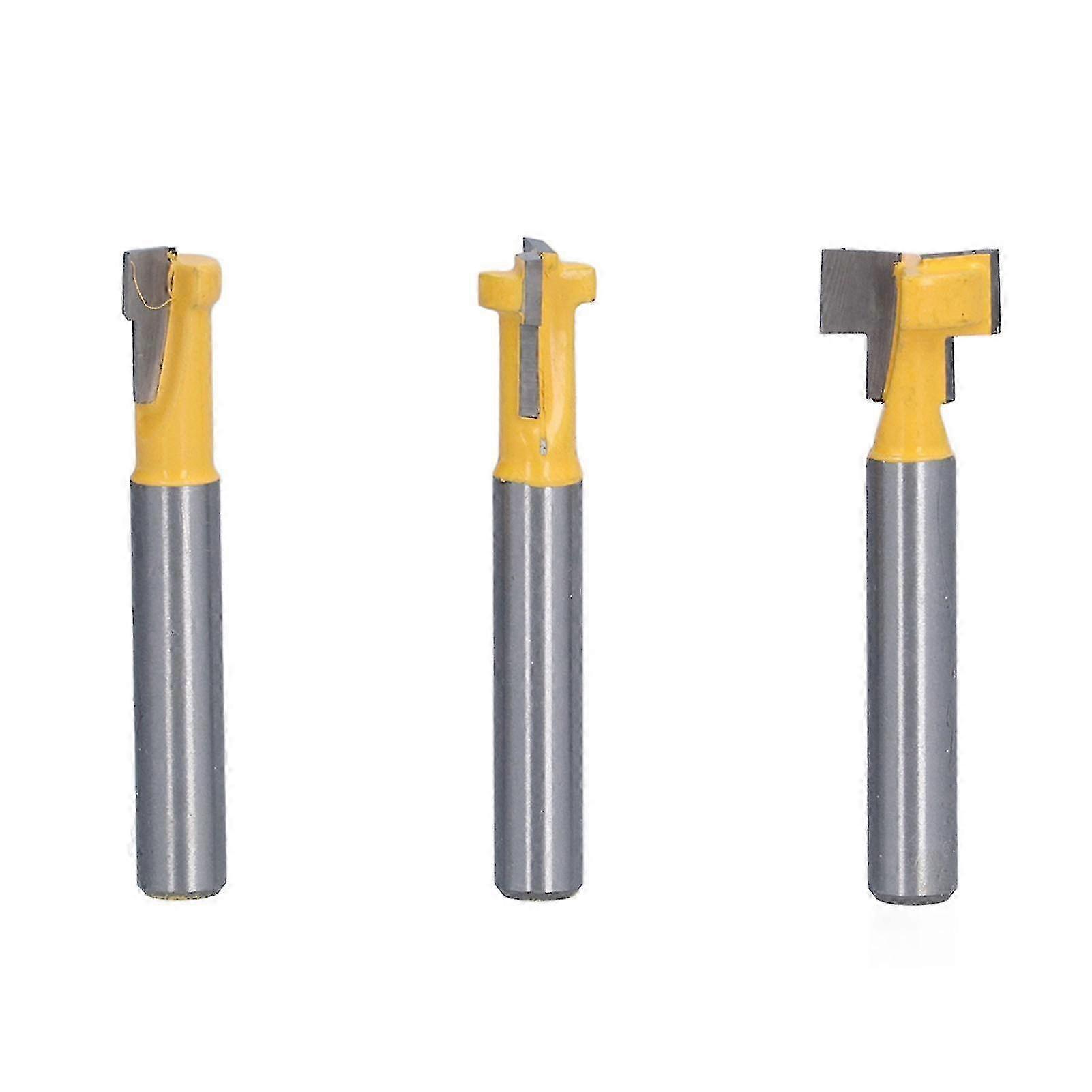 w 3Pcs Keyhole Router Bits Set 1/4in Shank T Slot Routers Bit Milling Cutters for Wood