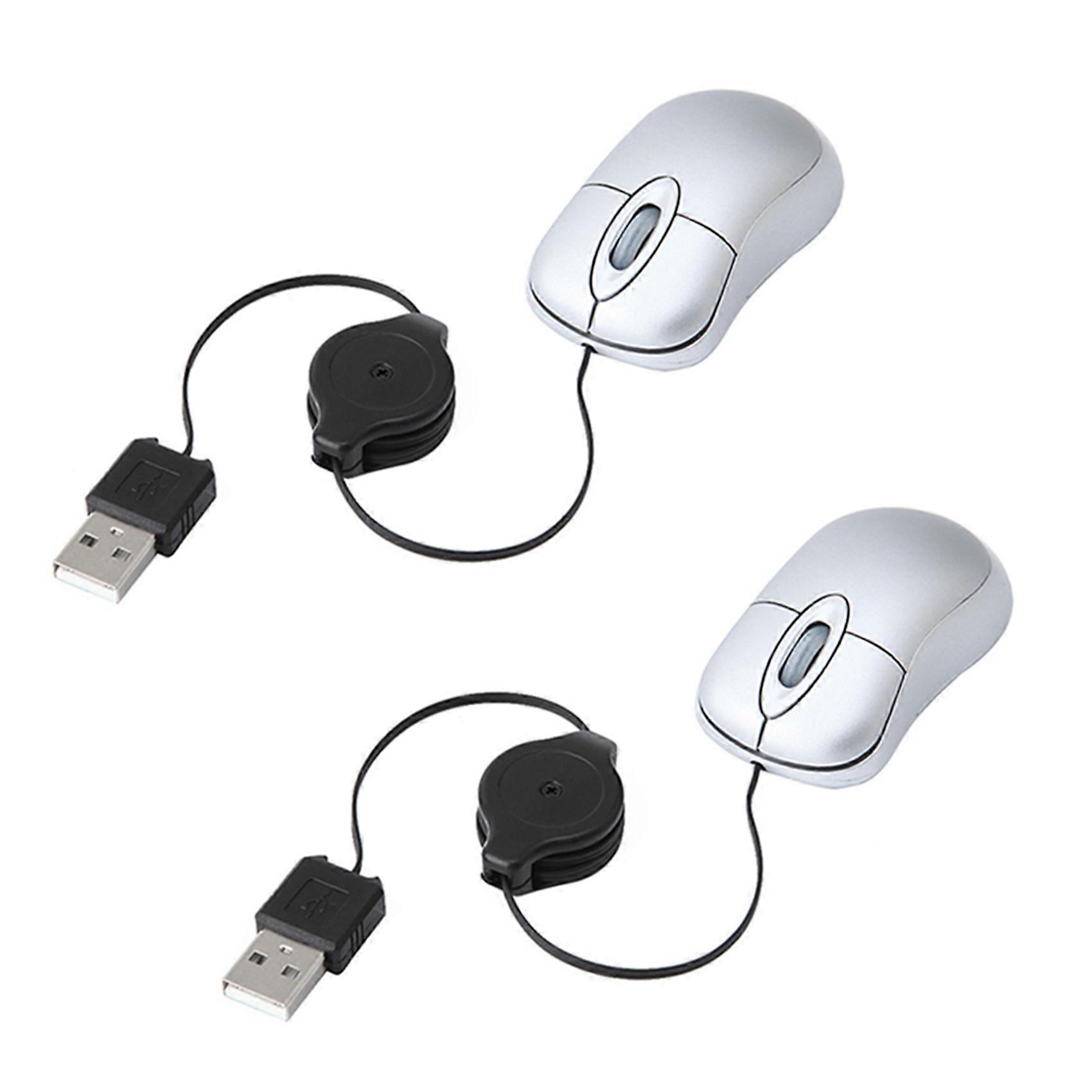 2X Mini USB Wired Mouse Cable Tiny Small Mouse 1600 DPI Optical Compact Travel Mice for 98 2000 XP V