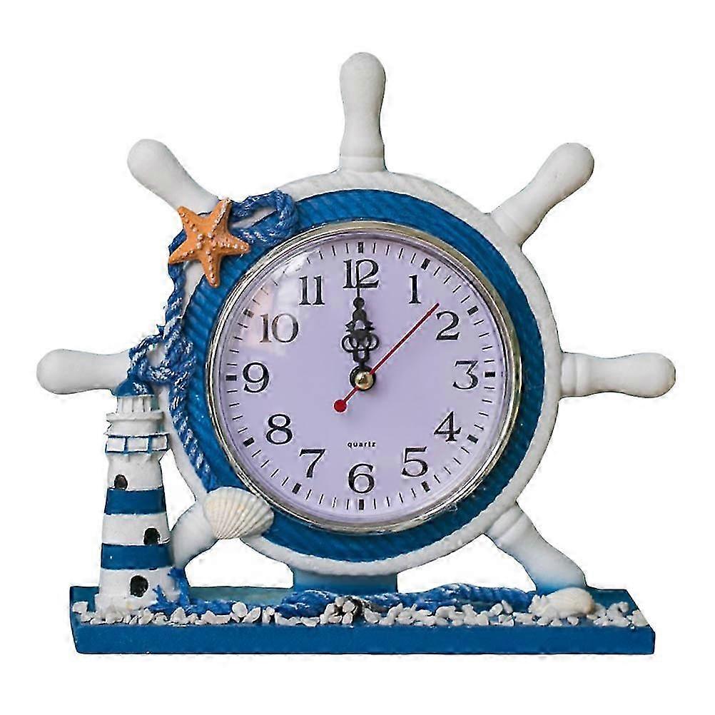 1Pc Nautical Style Clock Creative Time Displayer Artistic Desk Clock Room Arrangement for Home (Lighthouse)