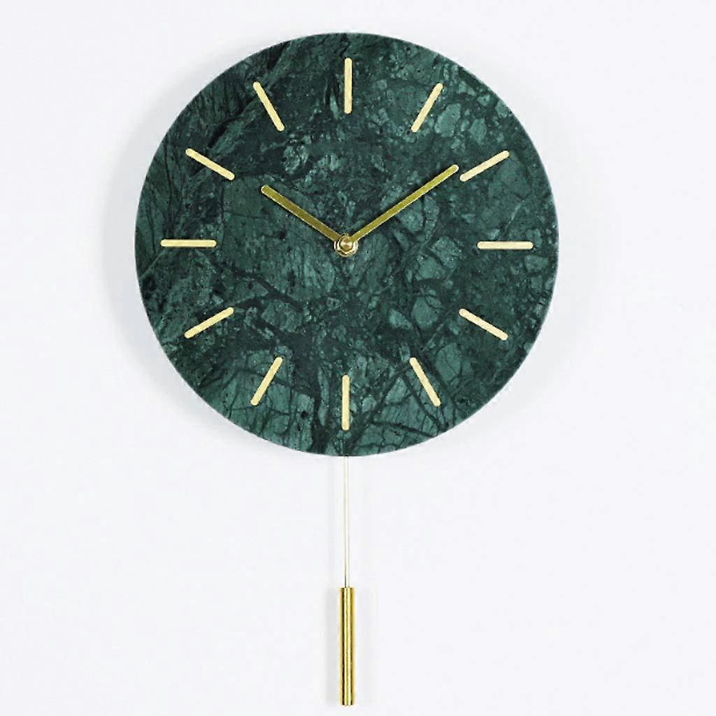 Silent Wall Clock with Pendulum 10 Inch Battery Operated Green Decor for Home