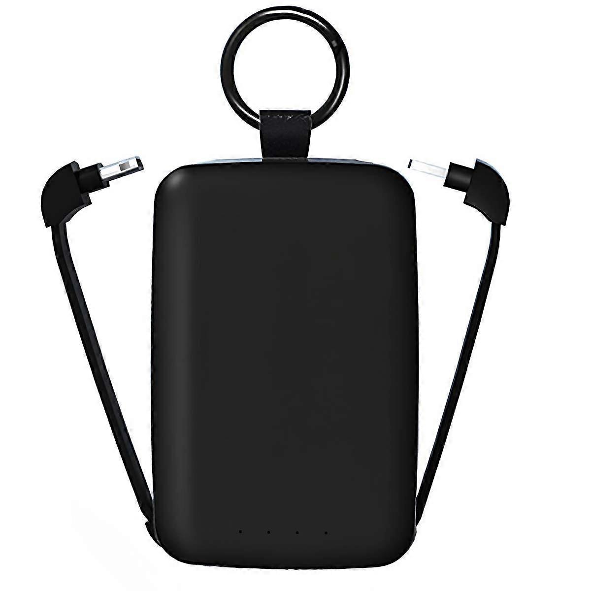 Powerbank 4000mAh USB-C / Lightning with Keychain and Flashlight, Black