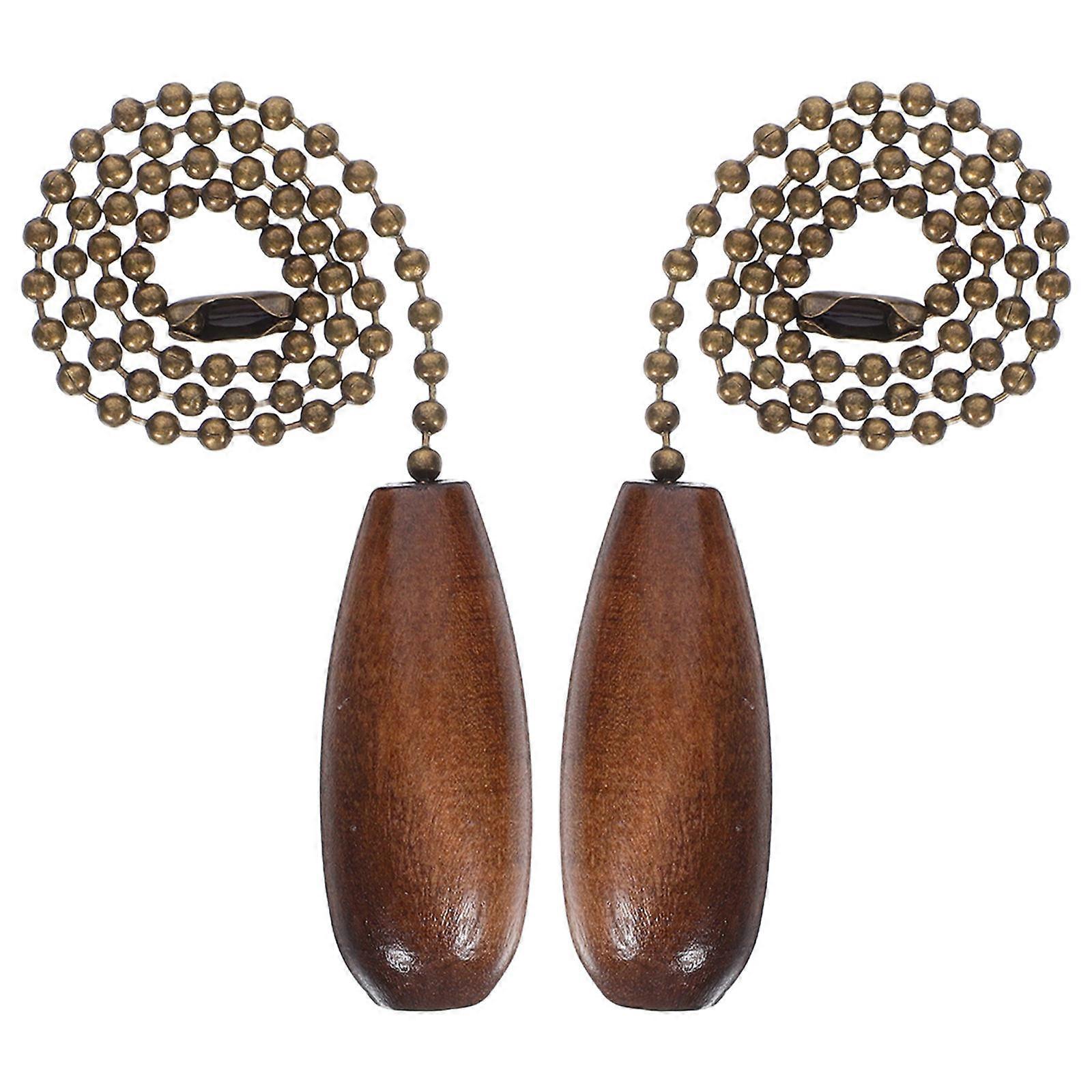 Ceiling Fan Pull Chains Extender for Lighting Control 2Pcs Wooden Pendant