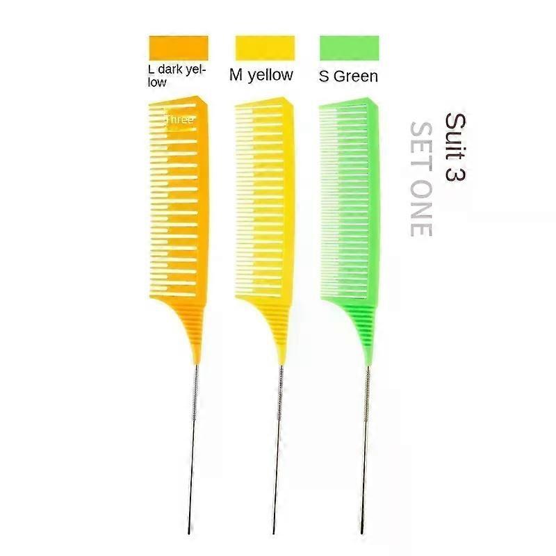 3pcs Hairbrcomh Hair Styling Combs Tailed Comb Set Coloring Dyeing Comb Salon Tool Sectioning Highlighting Weaving Cutting Comb