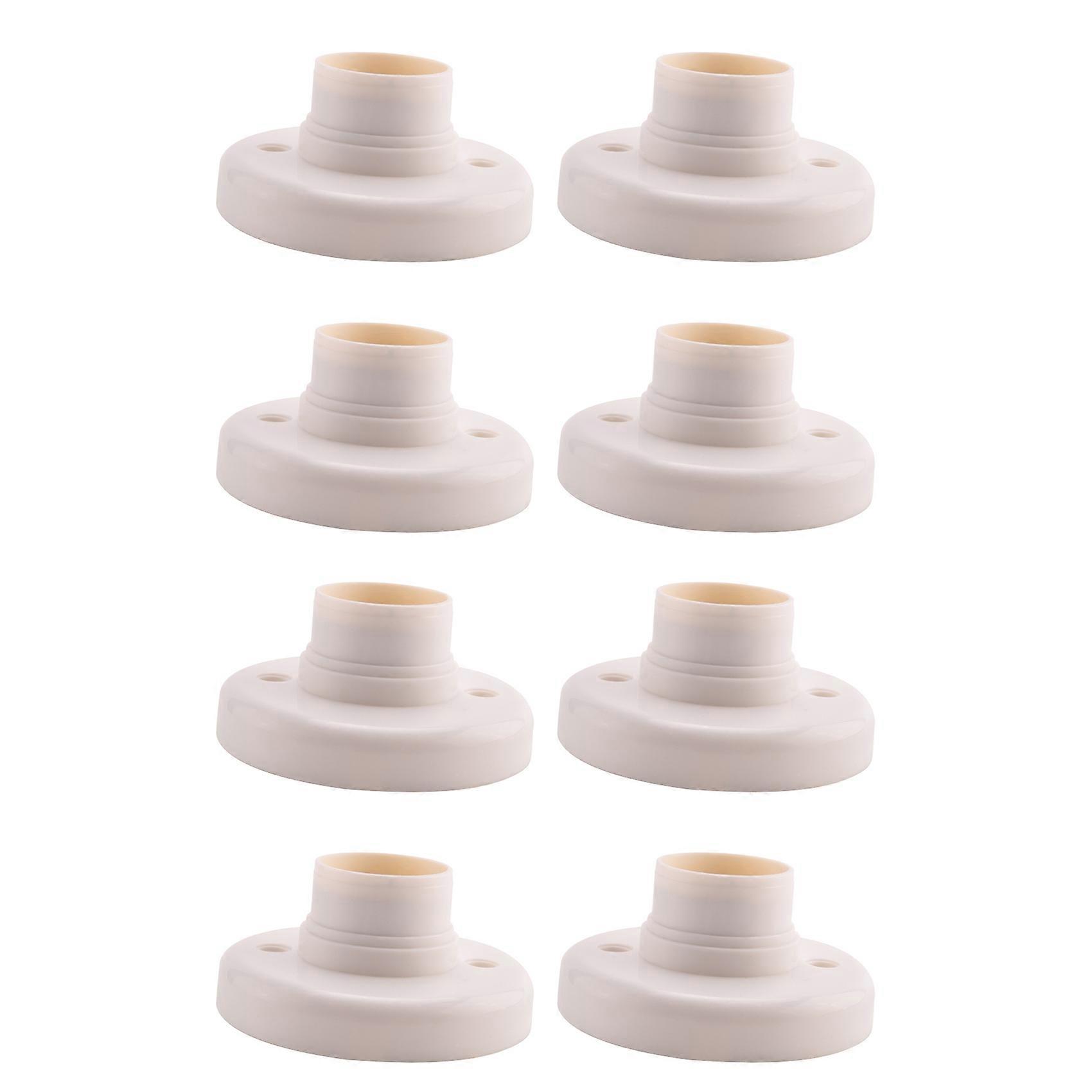 8X E27 Round Plastic Base Screw Light Bulb Lamp Socket Holder White
