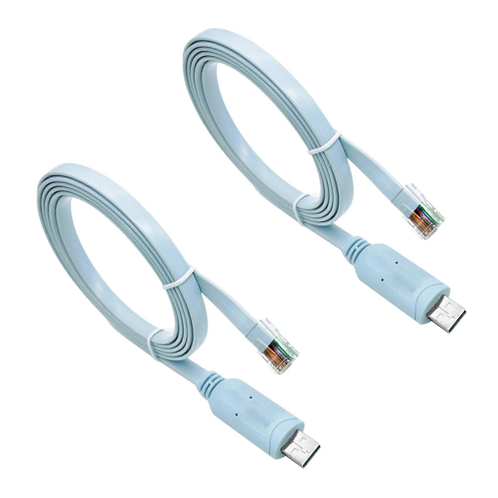 2X USB RJ45 Console Cable 6Ft FTDI Windows 8, 7, Vista, MAC, Linux RS232