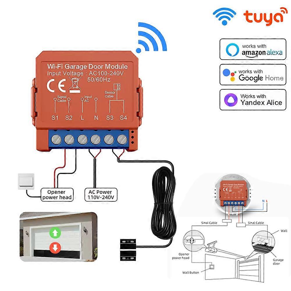 AVATTO Tuya WiFi Garage Door Opener Smart App Remote Voice Control Gate Door Switch module Works with Alexa Google Home Alice