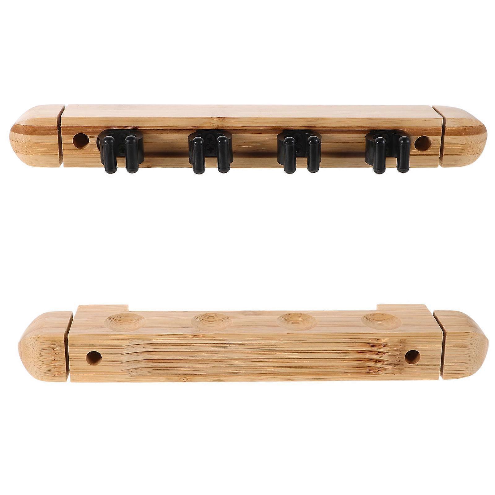 Billiard Stand Solid Wood Cue Rack for 2Sets with 4 Hole Holder