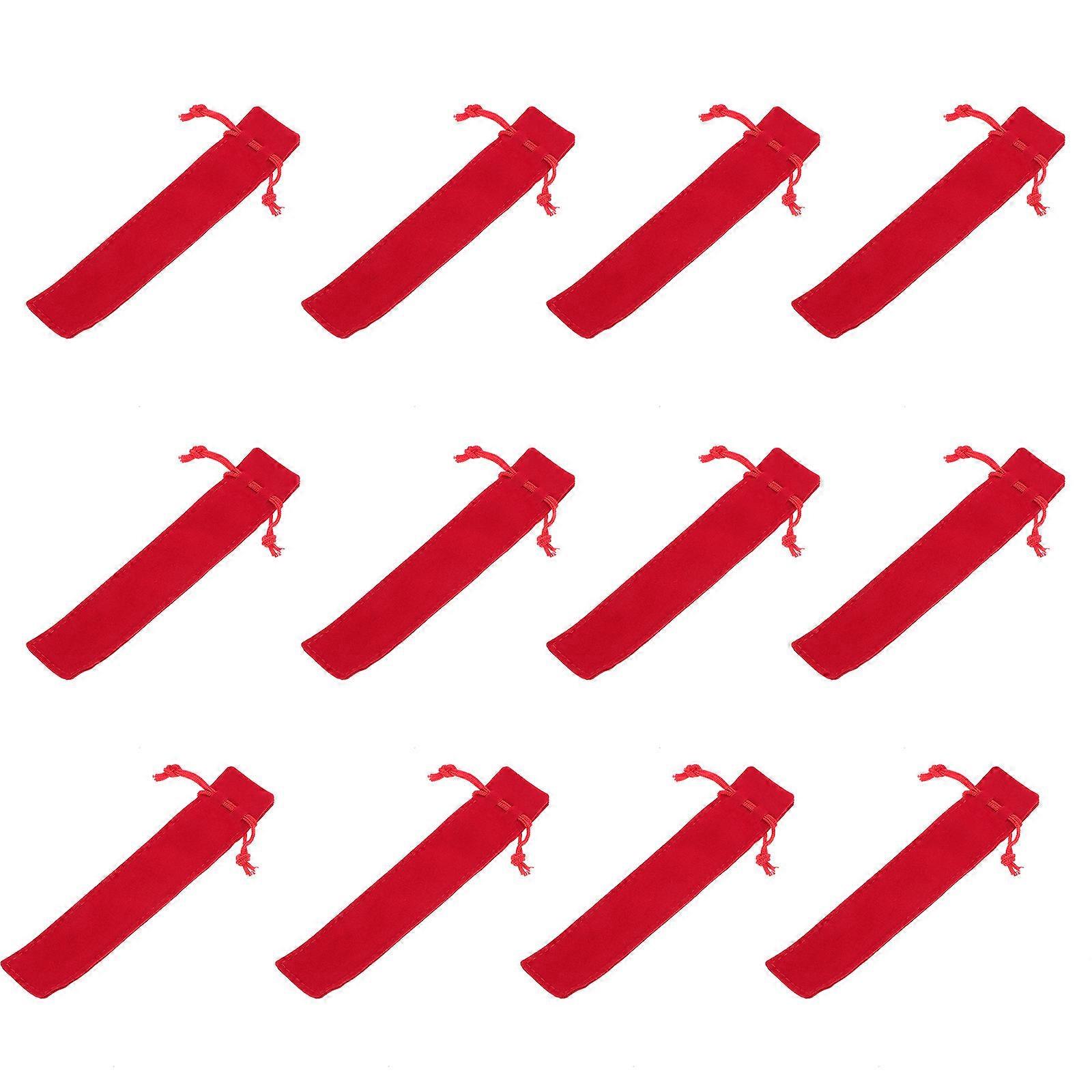 Red Pencil Bag Single Drawstring Pen Sleeve Holder 100Pcs Set