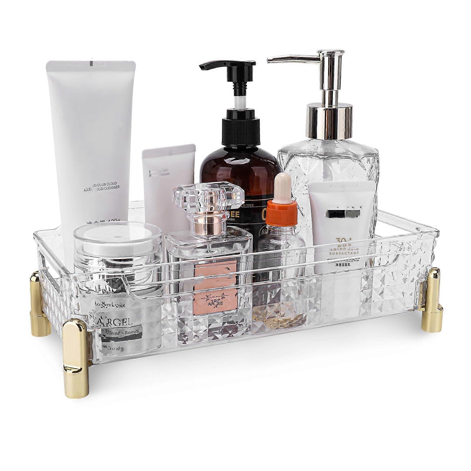 Bathroom Vanity Tray, Clear Acrylic Countertop Organizer with Elegant Display and Versatile Storage