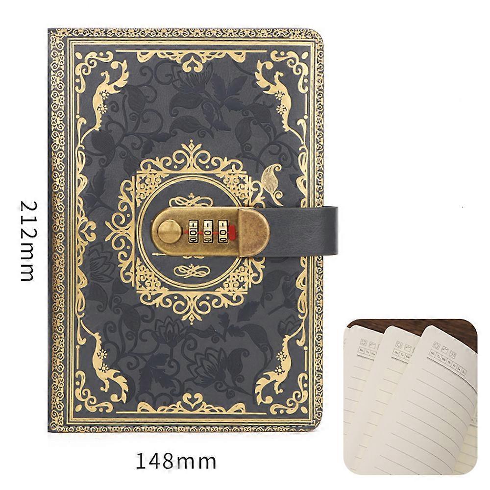 New A5 Retro Password Notebook With Lock Diary Book Student Notebook Vintage Notebook Sub-Password Lock Notebook Supplies