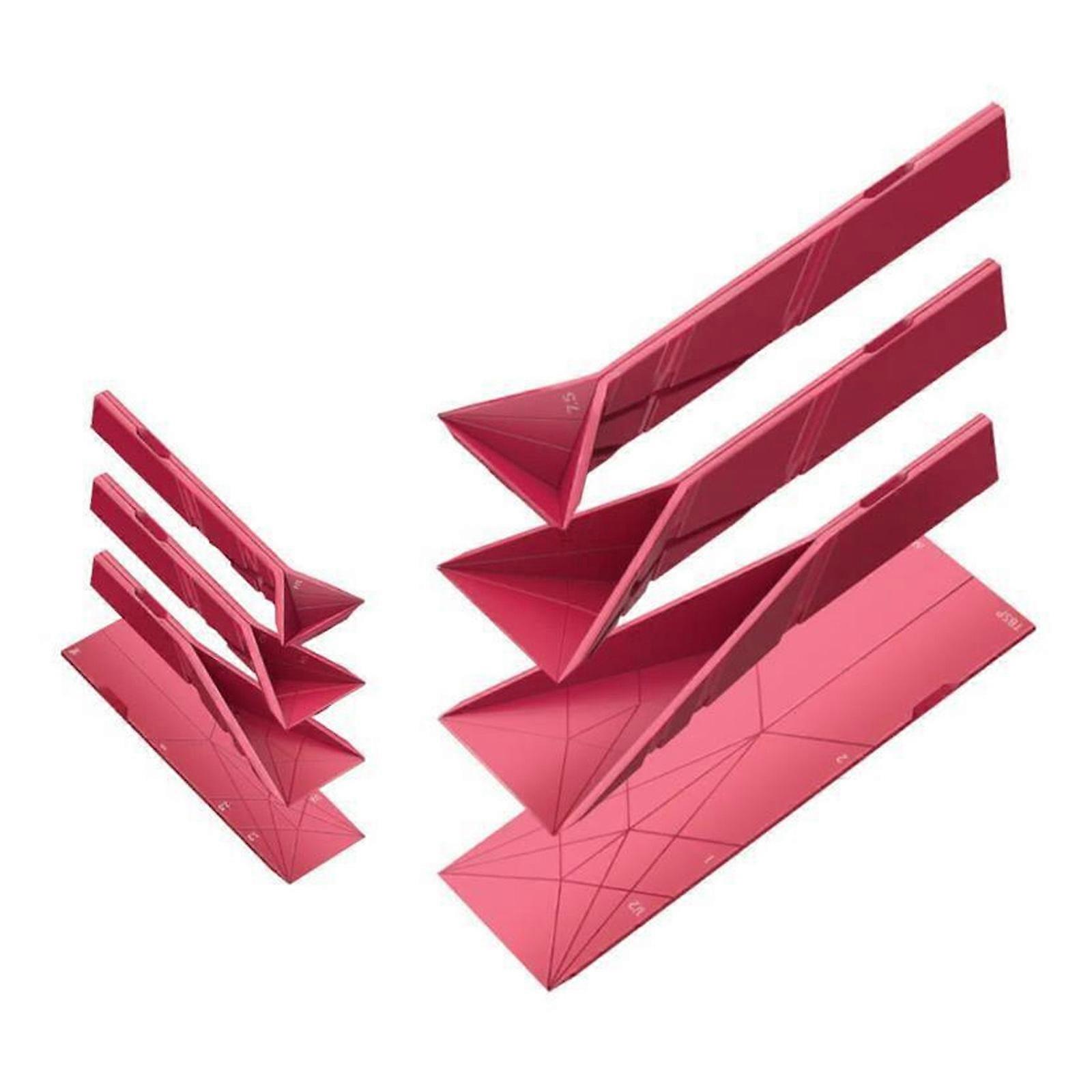 Pack Of 2 Foldable Measuring Spoons Multifunctional Measuring Spoons Set With 6 Size For Baking And Cooking  Red