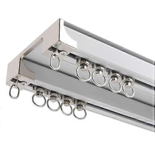 Double Curtain Track System with Heavy Duty Silent Ceiling Rails for Large Windows, White 320cm