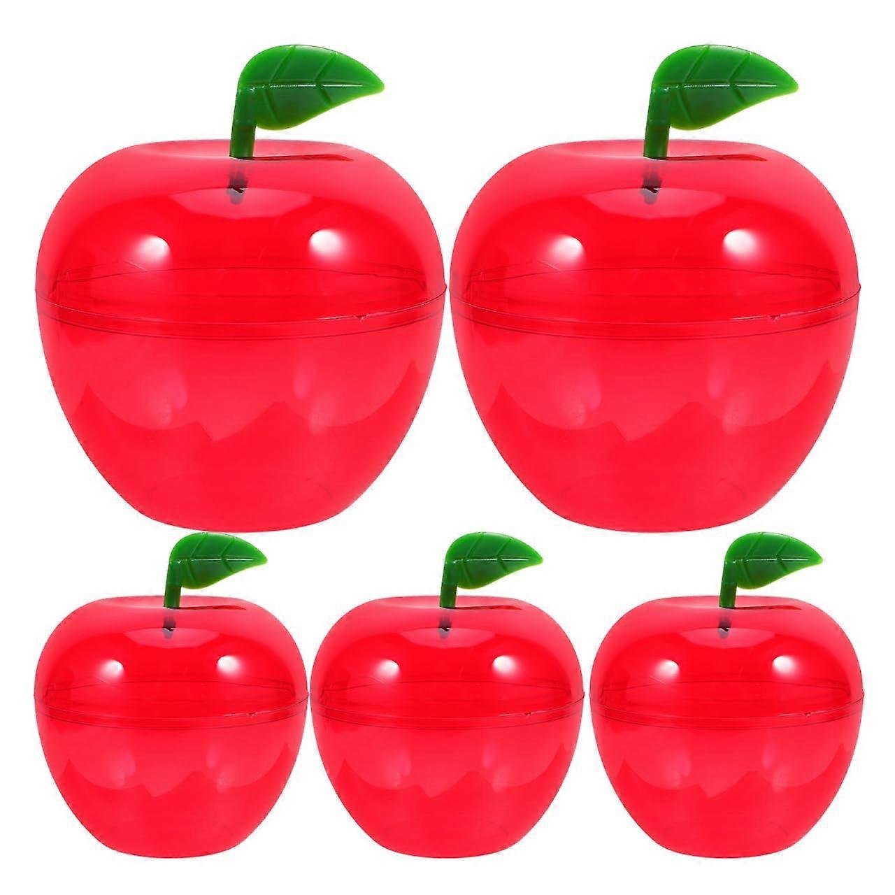 Plastic Apple Container Set with Secure Twist Lock, Red Apple Shaped Candy and Gift Storage Jars