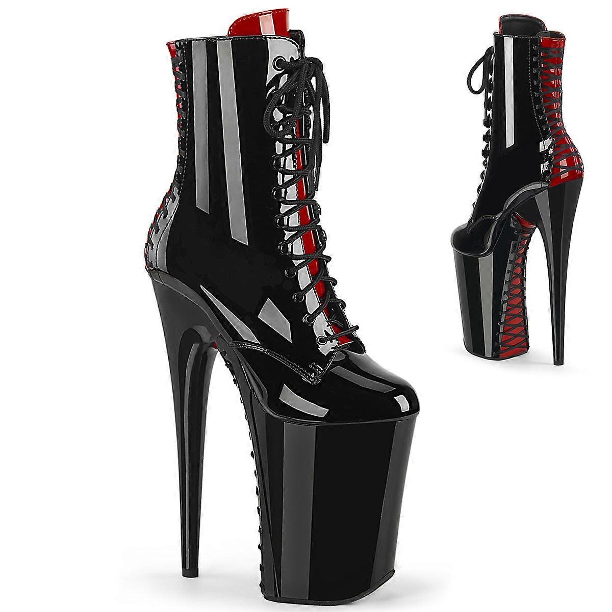 Pleaser  Ankle Boots Infinity-1020fh Blk-red Pat/blk-red