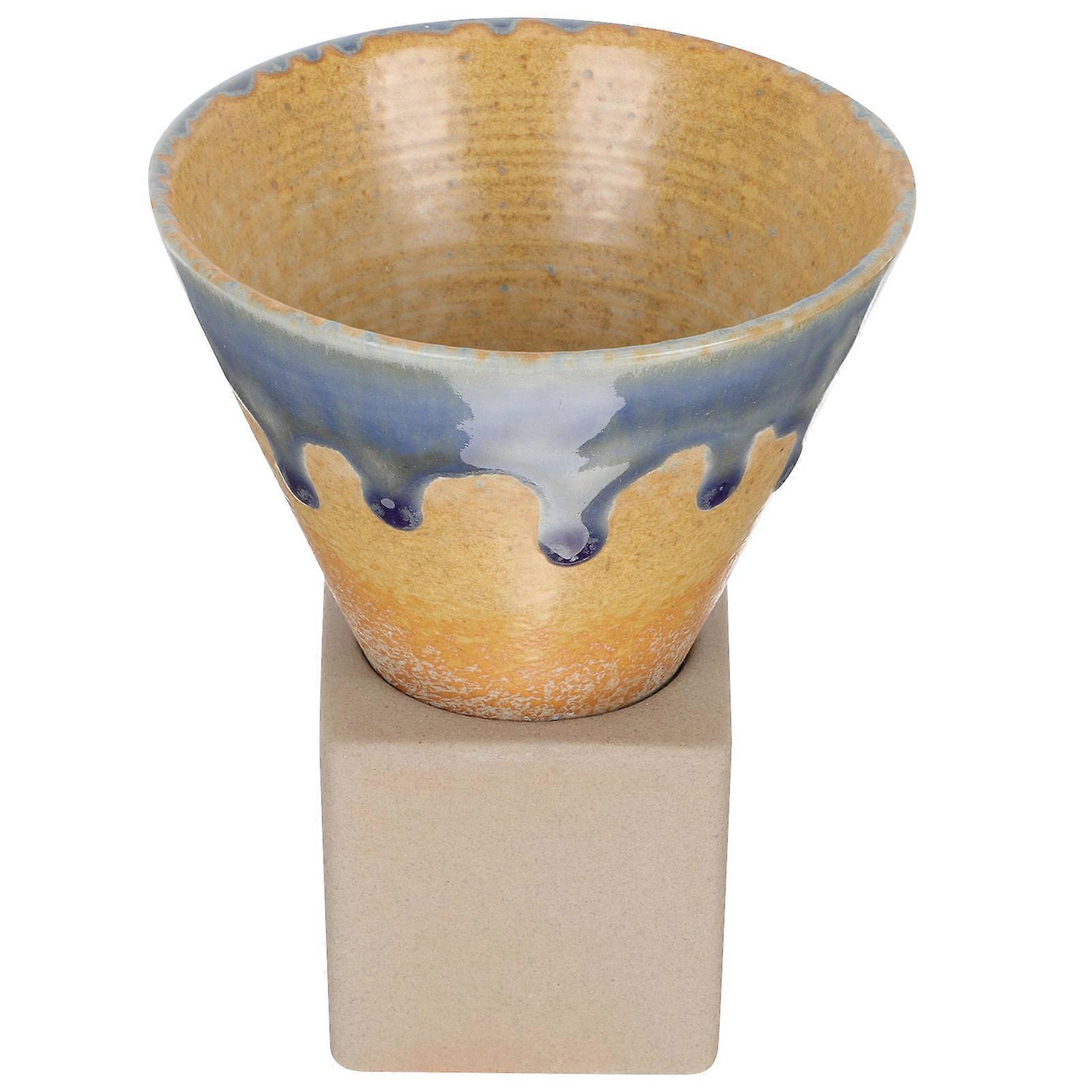 Light Brown Coffee Funnel for Pour-Over Brewing 1Set Ceramic Filter