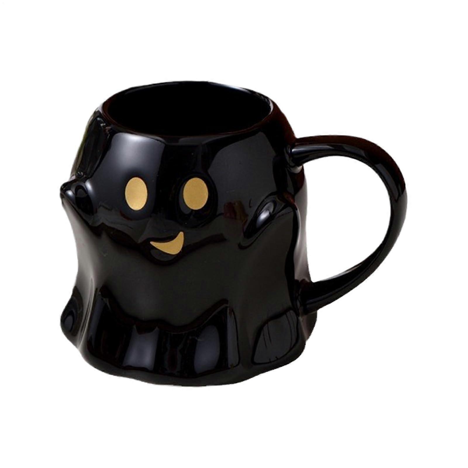 Halloween Ghost Ceramic Coffee Mug 440ml Black Cup with Cute Design and Ergonomic Handle