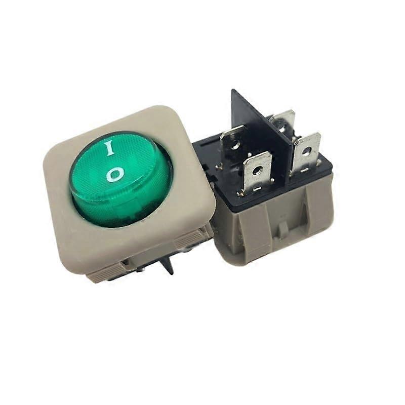 Rocker Switch 4 Pin 2 Position Gray Shell with Green Indicator Light 10A 250V Dual Gear Control
