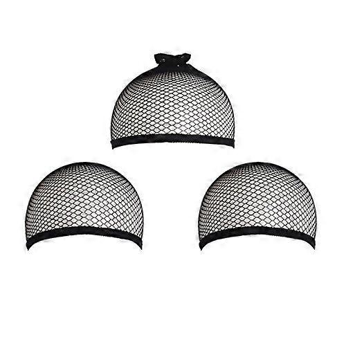 Black Elastic Wig Caps for Wigs 3 Pack, Breathable Stretch Mesh, One Size for Secure Fit
