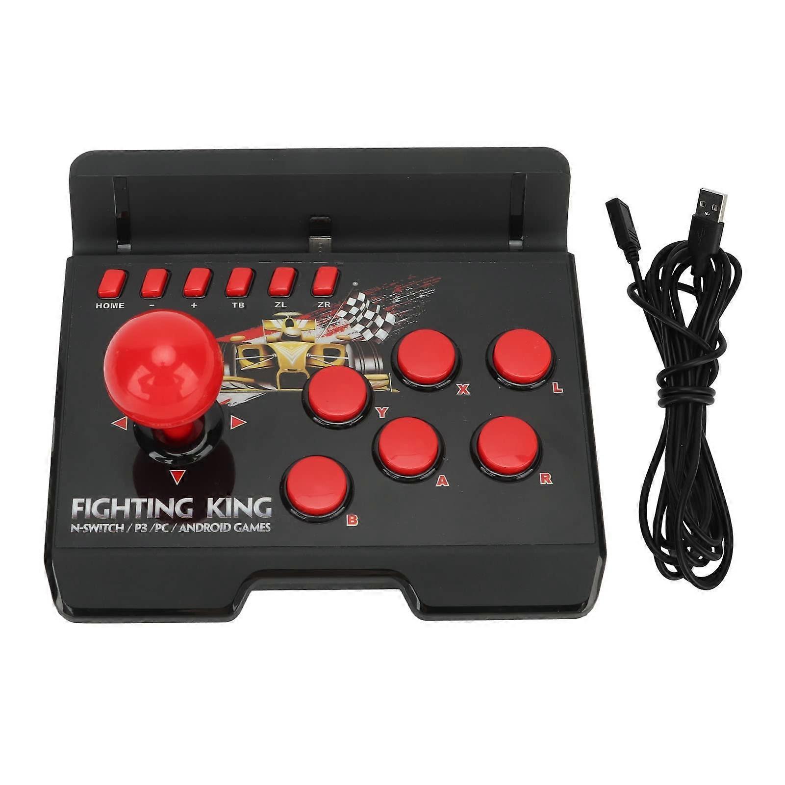PC Gaming Controller Wired USB Gamepad for PC and Android with 6 Buttons Black Red Design