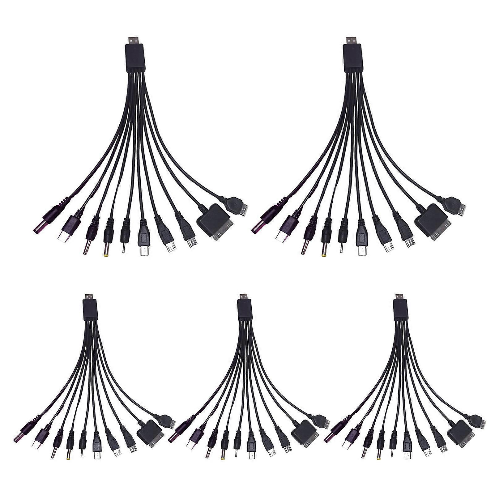 10-in-1 Multi-Device Charging Cable 23cm PVC Tangle-Free Cord Universal High Toughness Data Cable