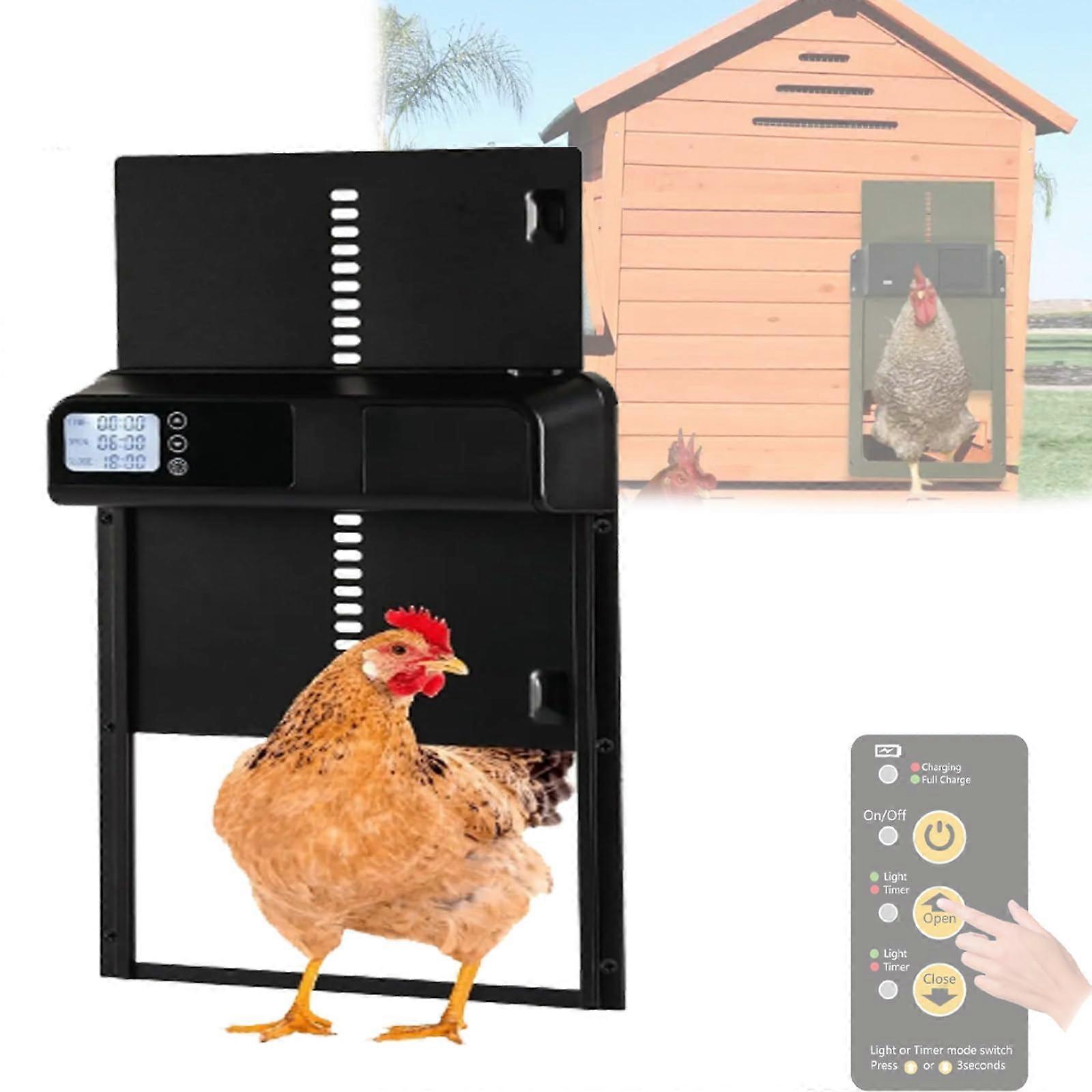 Solar Automatic Chicken Coop Door with Timer and Remote, AntiPinch Protection, Light Sensor, Weather Resistant