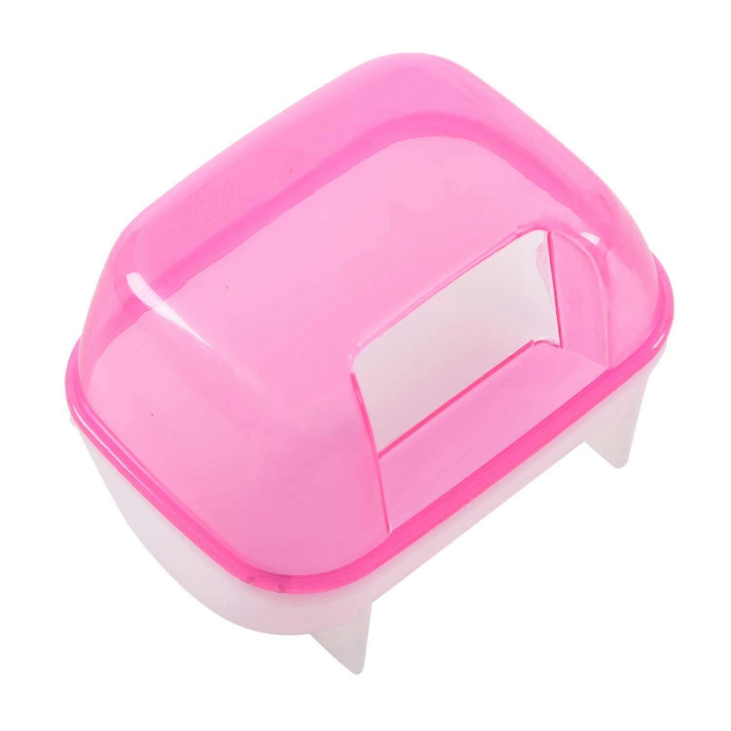 Hamster Bath Box Pink and White Plastic Sand Bathroom Accessory for Small Hamsters Easy Clean