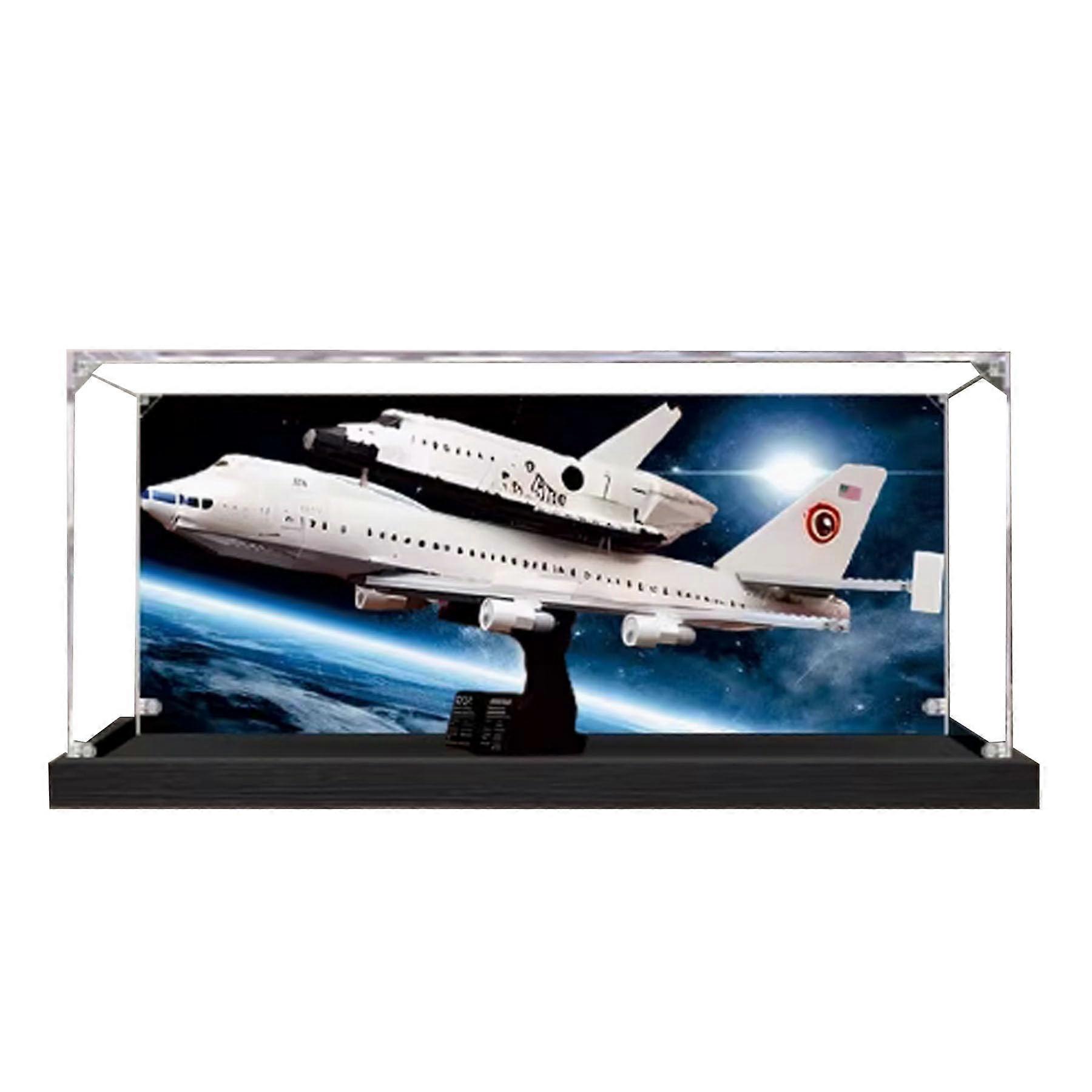 Display Case Dustproof Clear Acrylic Box for  10360 Space Shuttle with Black Base
