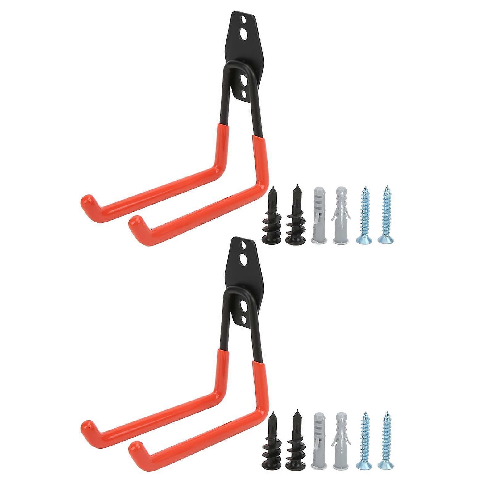 2Pcs Garage Storage Hooks Heavy Duty Bike Wall Mount Double Hooks SpaceSaving Multiuse Organizer