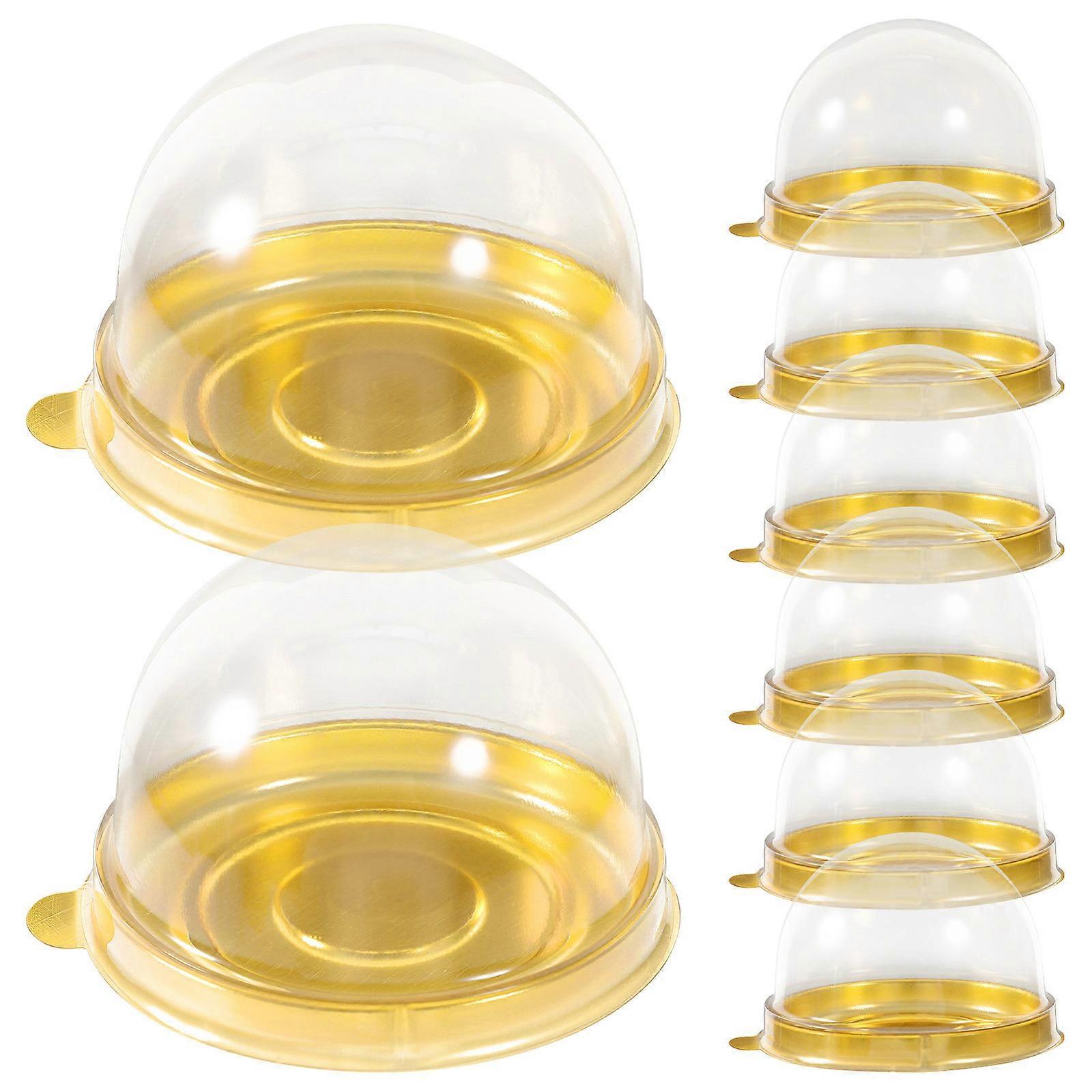 Egg Yolk Crisp Box Round Plastic Dome Boxes for Baking 50Pcs