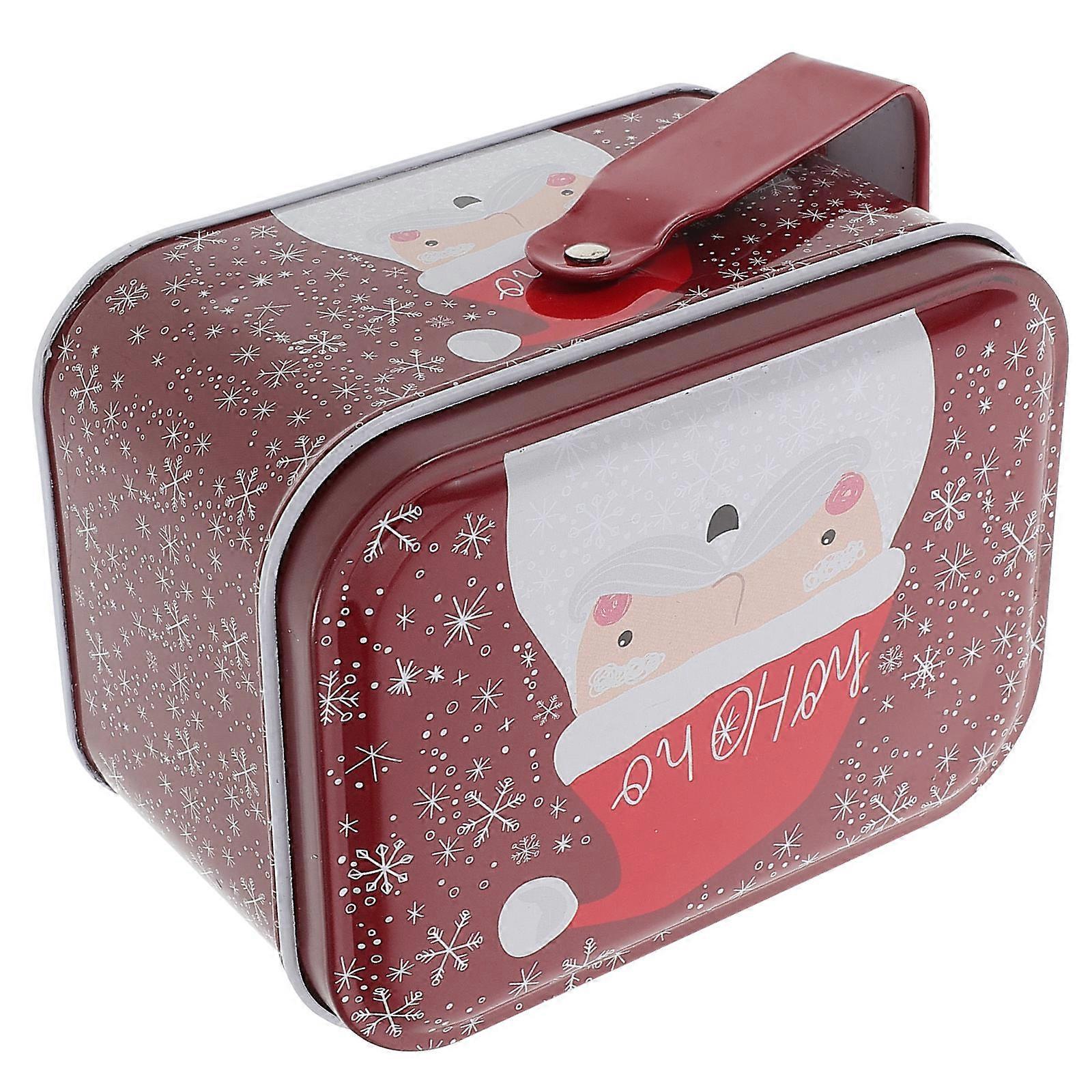 Vintage Metal Cookie Tin for Holiday Baking Creative Red Storage Box