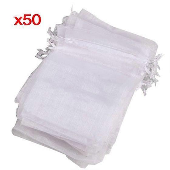 50X organza drawstring wedding gift bag White