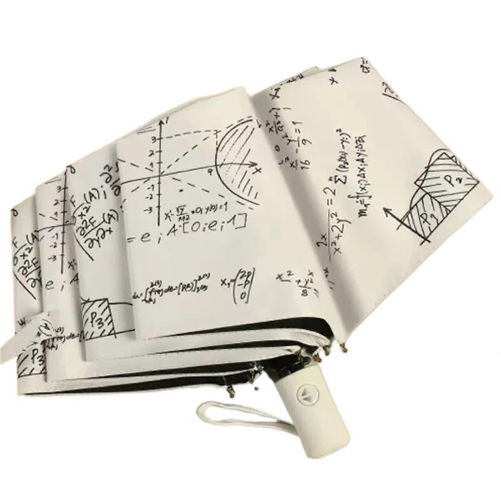 Automatic Folding Umbrella Windproof UVResistant Canopy Compact Travel Size with Ergonomic Grip White