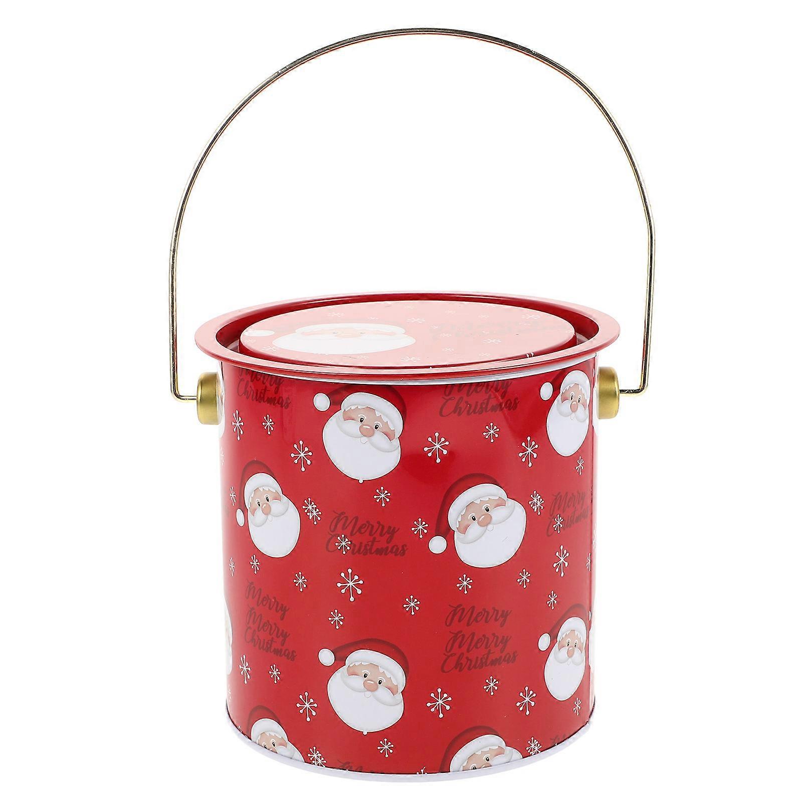 Christmas Tinplate Jars Buckets for Snack Storage with Handle