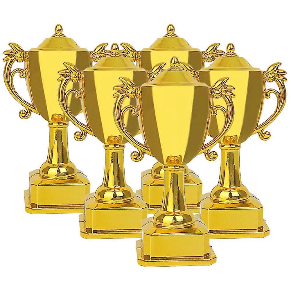 Golden Plastic Trophy Model Mini Trophy for Prize Decorations 5Pcs