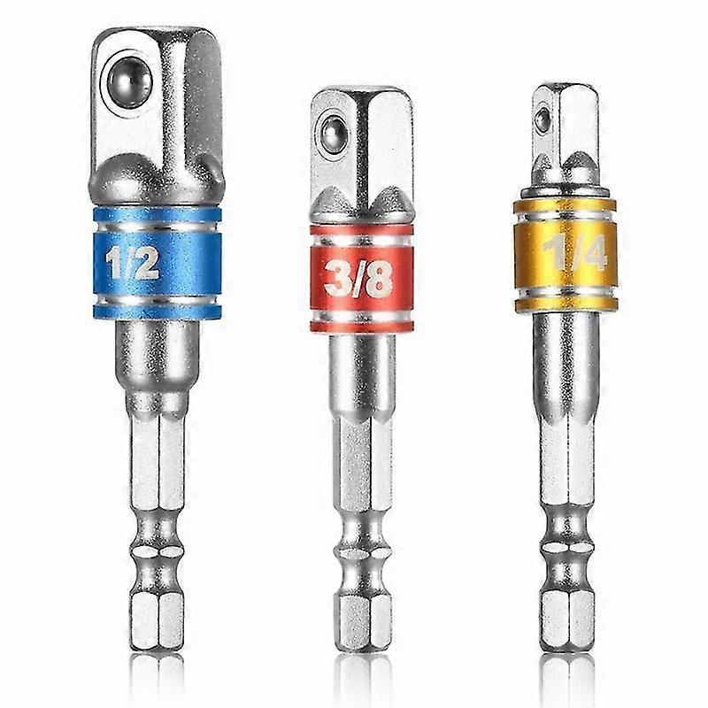 1set/3pcs Hex Drill Power Bit Socket Drive Adaptor Exension 1/4" 3/8" 1/2" Socket Bit Adaptor Hex W
