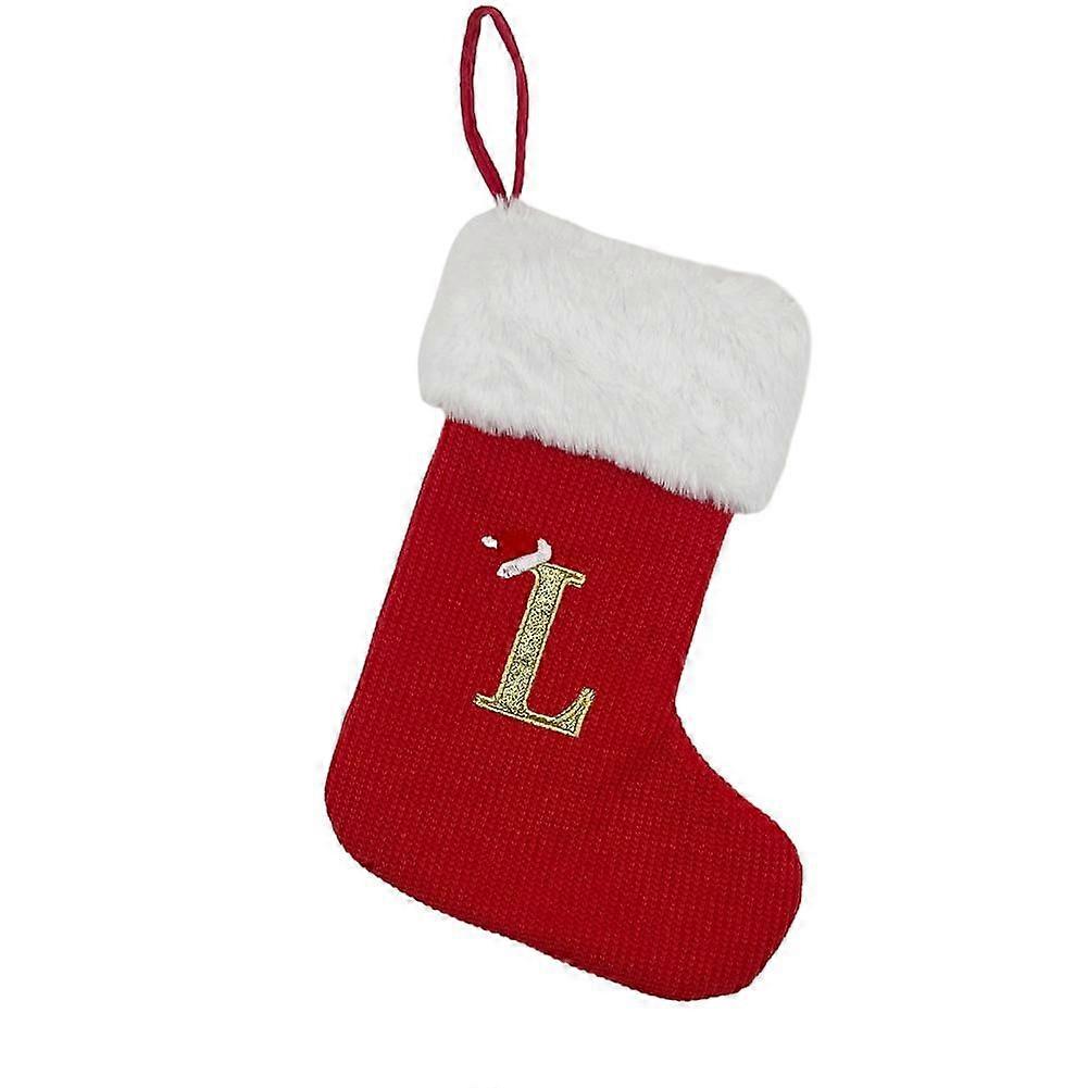Christmas Knitted Stocking Embroidered Monogram Pattern Christmas Socks Bag