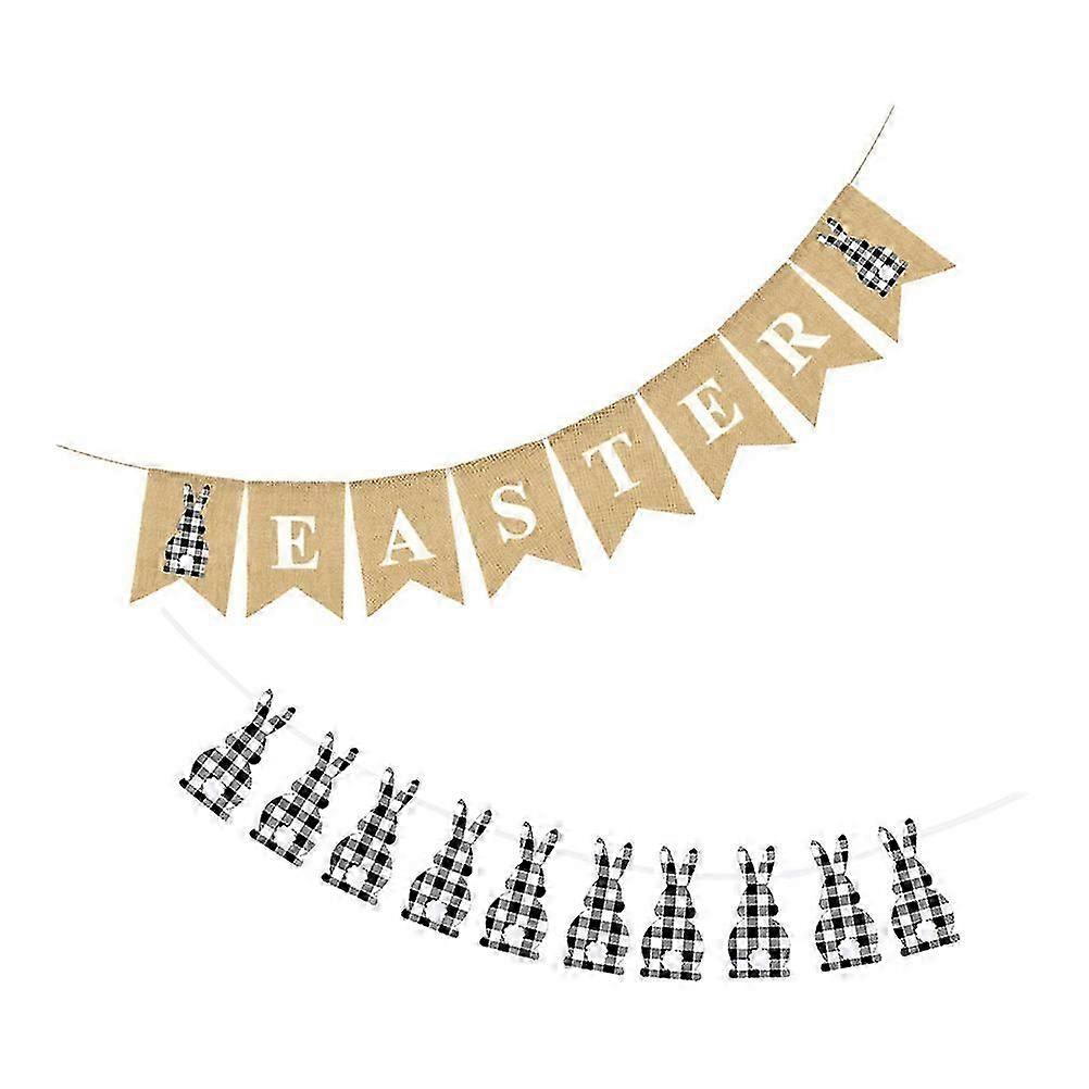 Easter Party Triangle Flags Bunting Decor Set, 18x13cm Assorted Colors