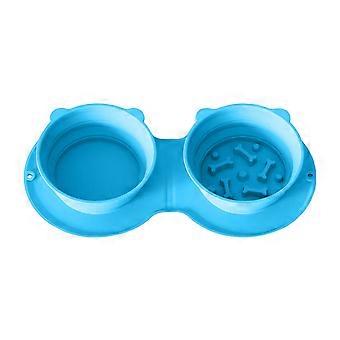 Folding Silicone Pet Bowl Non-slip Anti-Choking Dual Feeding Bowl Small Medium Large Dogs Slow Feeder Portable Dry Wet Food Water Bowl