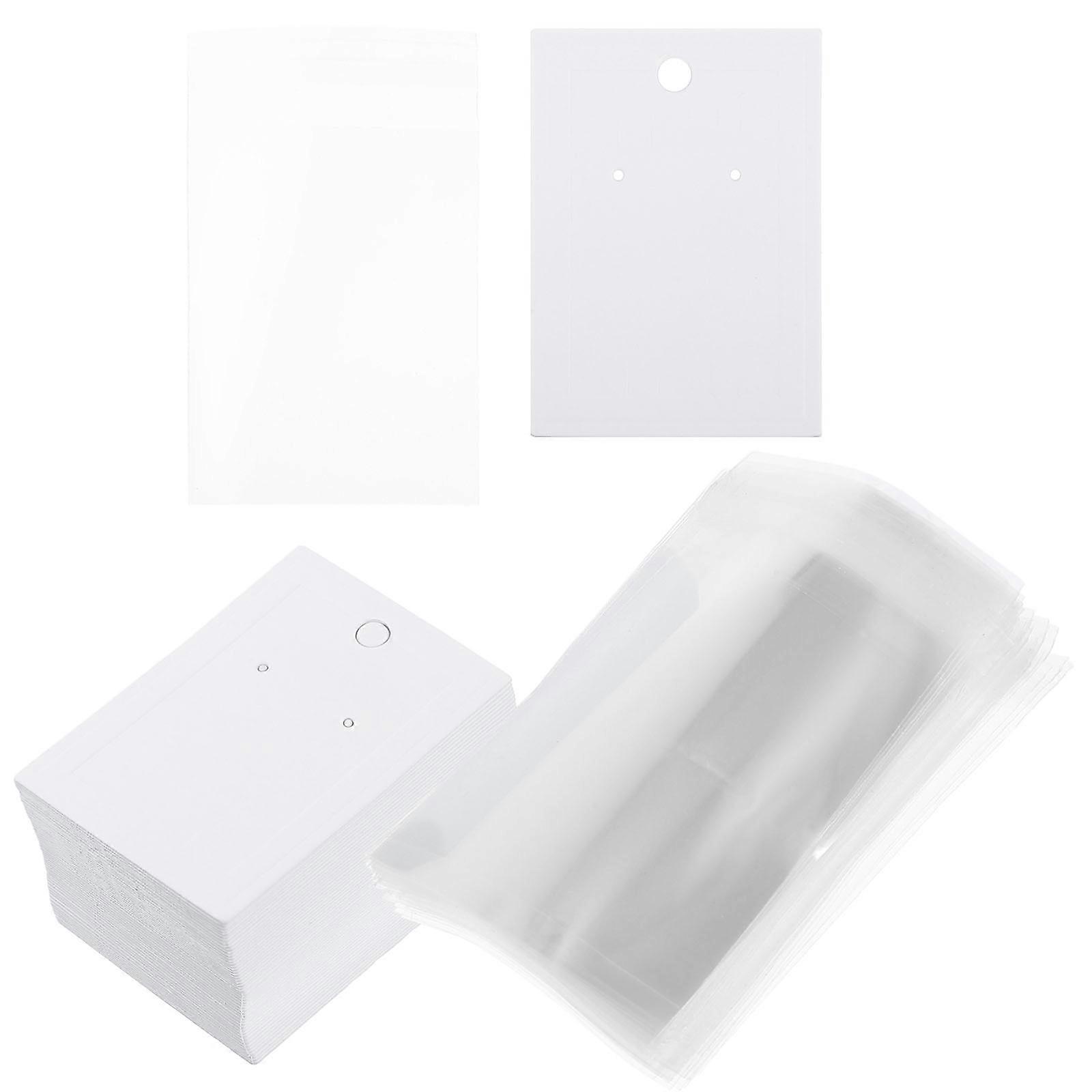 White Paperboard Ear Ring Tags for Display 100Pcs Rectangle Cards