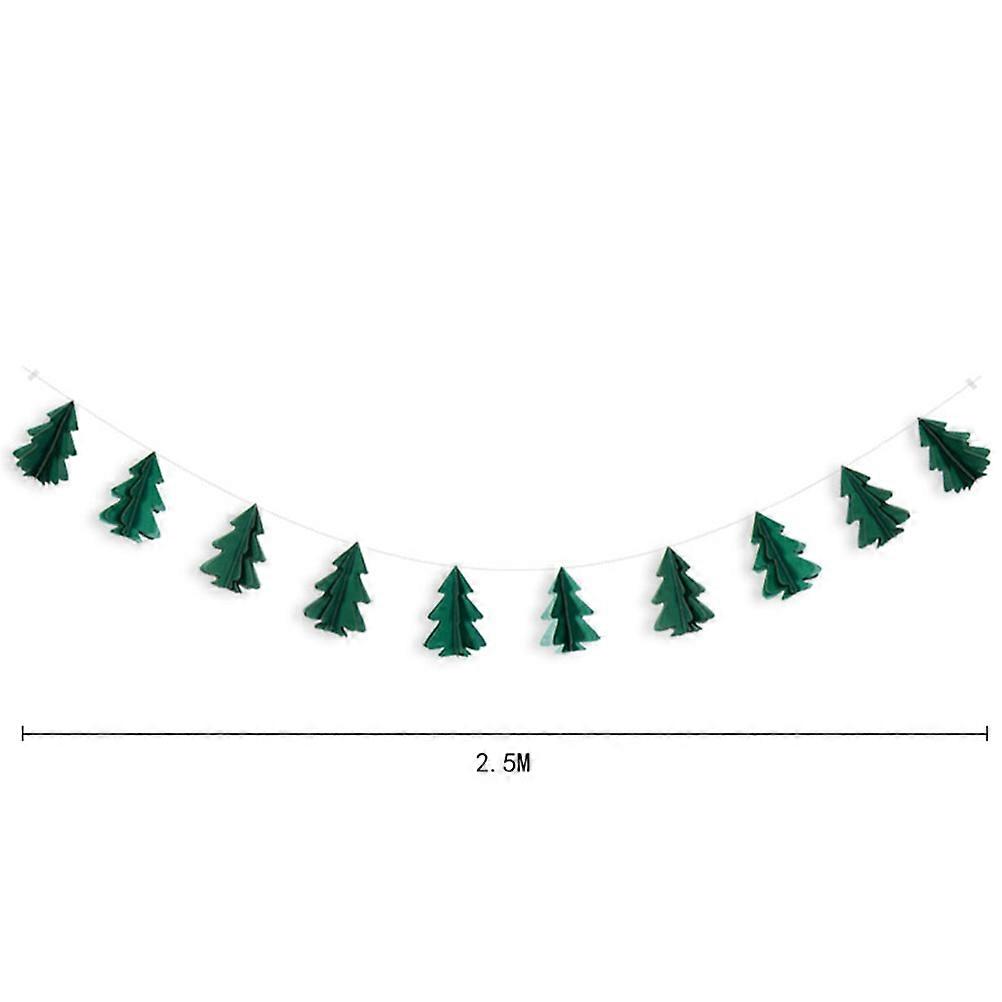 Hanging String Decorations 3D Christmas Tree Bunting For Friends Parties Dark Set