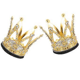Coroa Dourada Decorativa - Acessório para Decoração (2 peças) com Strass