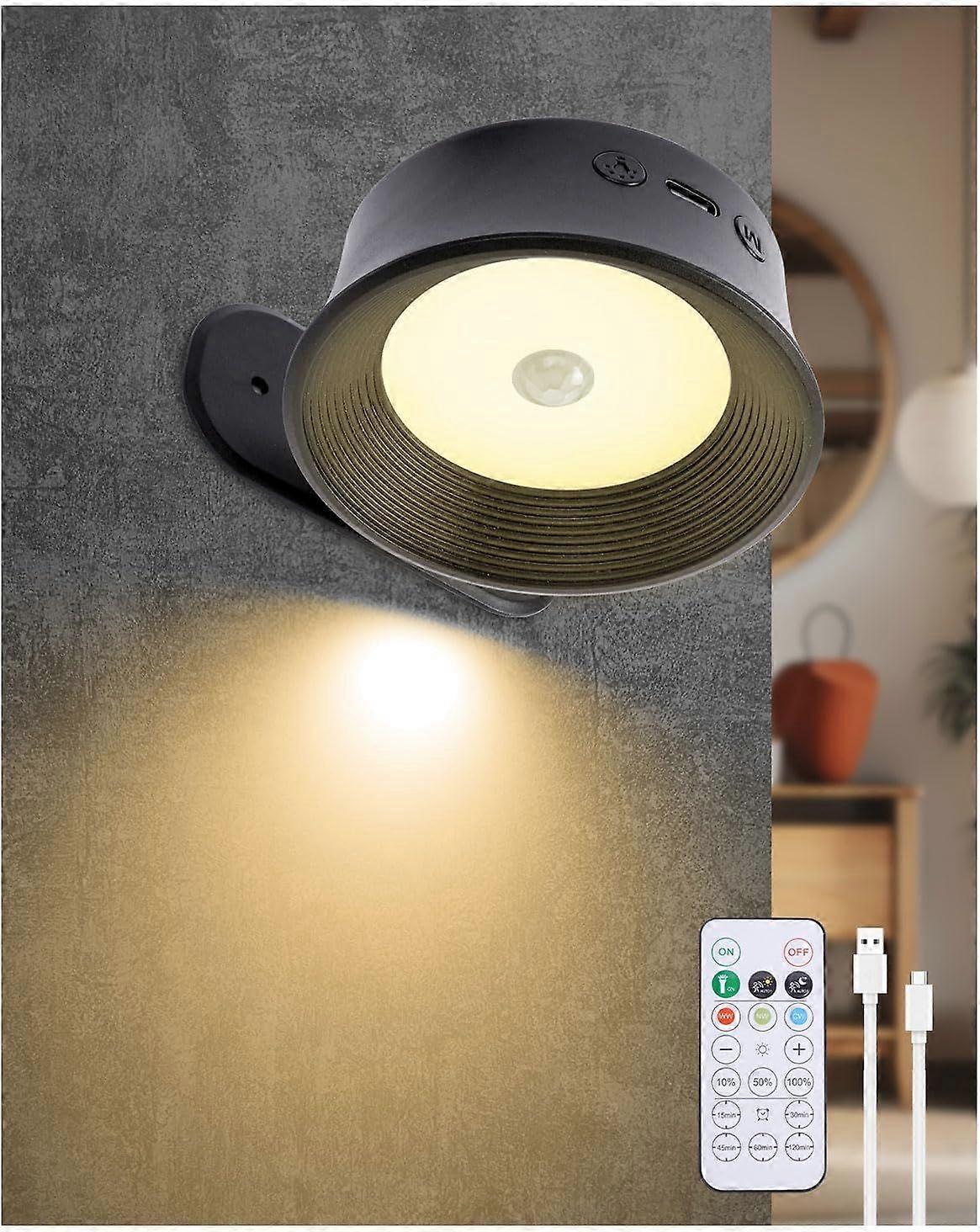 Rechargeable Motion Sensor Wall Light, Motion Activated PIR Sensor Removable Cordless LED Security Light with Remote