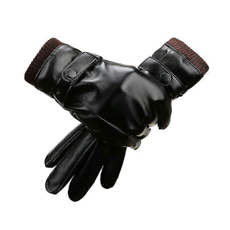 Men Warm and Cold-proof PU Gloves 01