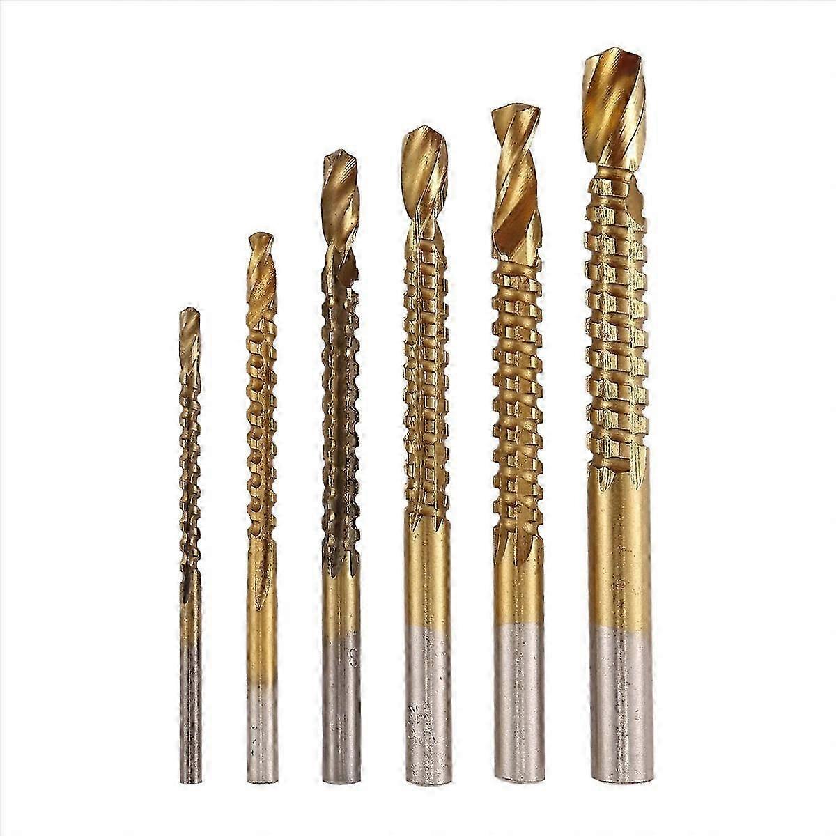 6Pcs Titanium Drill Saw Bit Set, HSS Drilling, 3-8mm Drill Bits Kit
