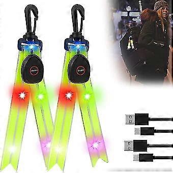 Led Flashing Light School Bag Rechargeable Led Reflectors Children's School Bag Safety Light Reflector Backpack Pendant For Jogging Hiking Running